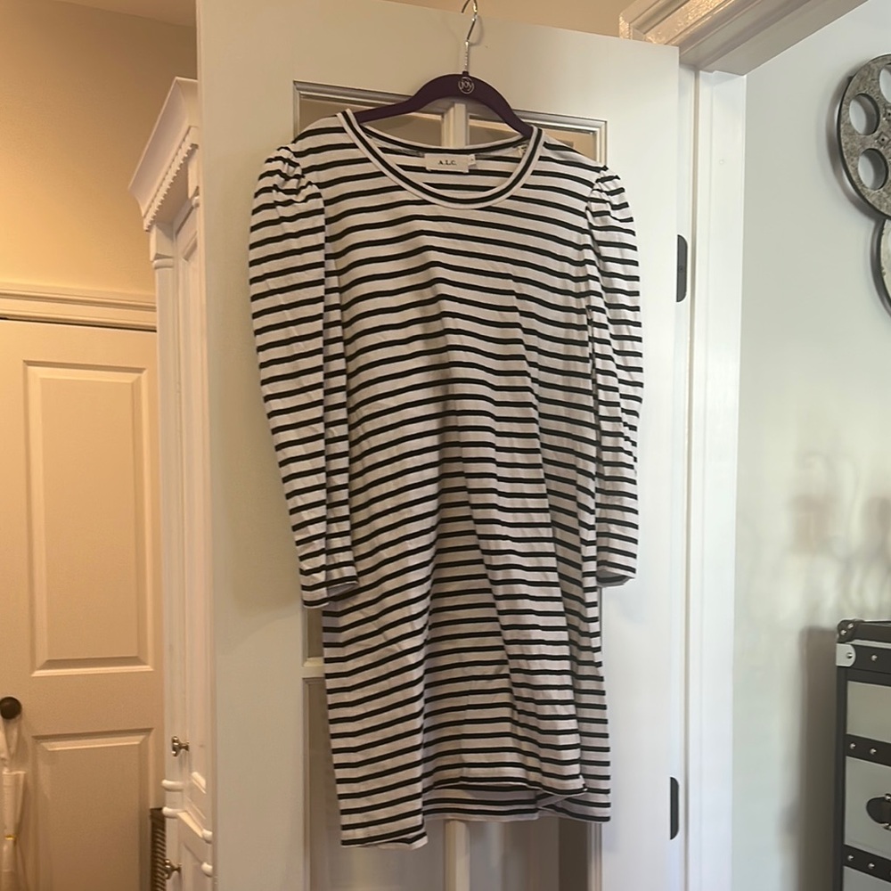 ALC Black and White Striped Dress.